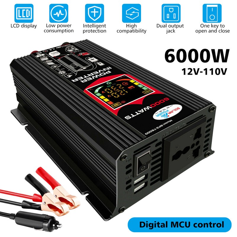16000W 6000W 4000W Car Power Inverter DC 12V To AC 110V Solar Converter US