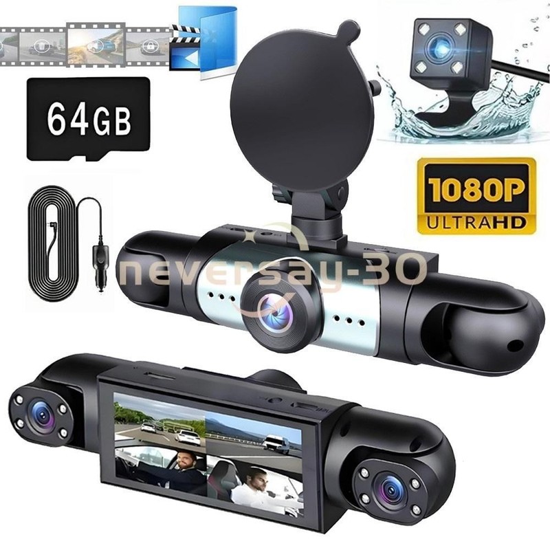 360° 4 Channel 1080P HD Car Dash Cam Front and Rear Inside Left Right + Camera