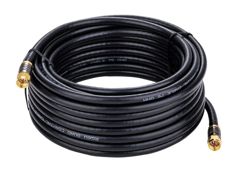75ft RG6 Black Quad Shield Coaxial Cable for TV Antenna Satellite CATV 75 Ohm