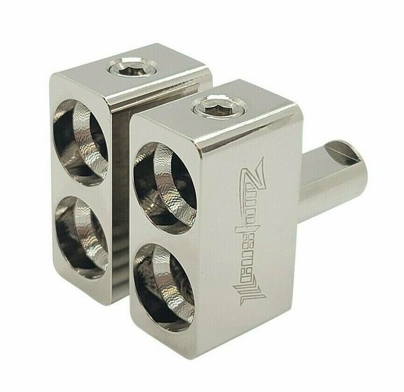 Pair of ILL Customz Dual 1/0 AWG to 1/0 0 Gauge Offset Amp Inputs