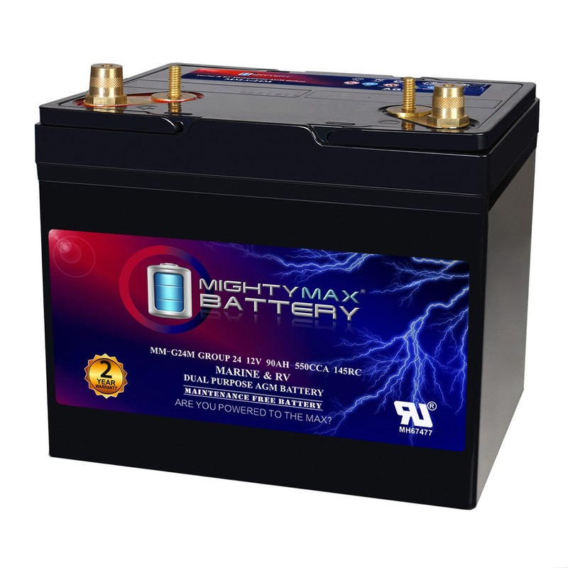 Mighty Max MM-G24M Group 24 12V 90Ah Replaces Yamaha Marine 3.3L VMax HPDI 03-07
