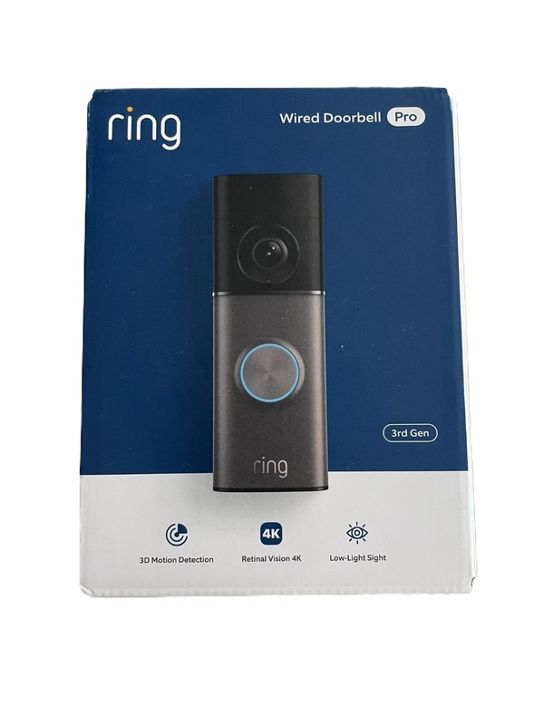 Ring – Wired Doorbell Pro (3rd Gen) Retinal 4K for ultra-clear video, 10x Zoom