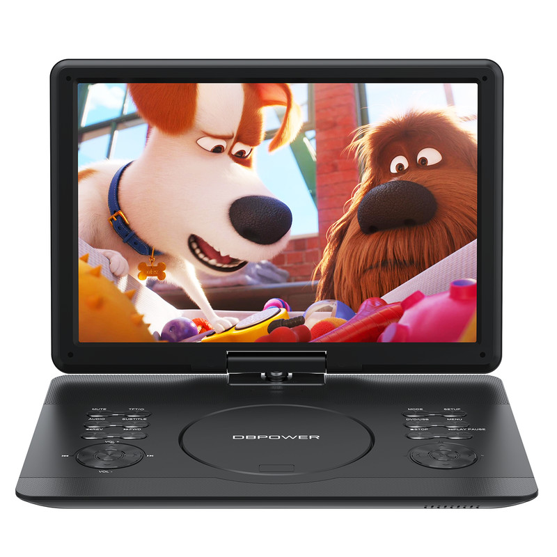 16.9″ Portable DVD Player w/14.1″ HD Swivel Screen, 6-Hour Rechargeable Battery