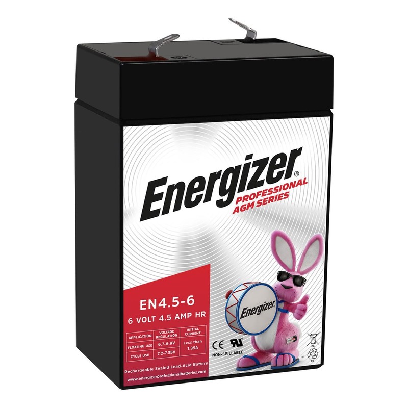 Energizer EN4.5-6 6V 4.5AH LongLasting Sealed Lead Acid AGM Rechargeable Battery