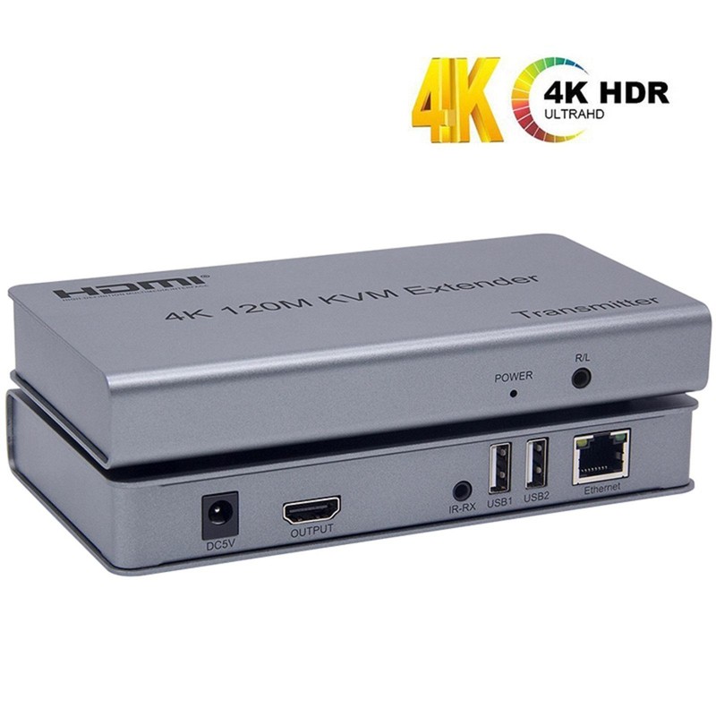 4K 120M HDMI KVM USB Extender over RJ45 Ethernet Cat5e/6 Transmitter + Receiver