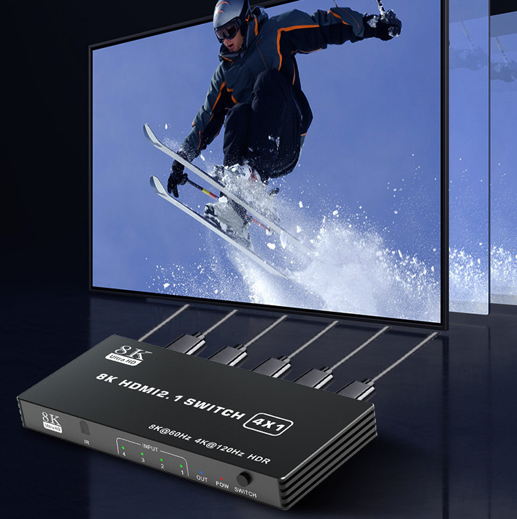 4 Port 8K HDMI 2.1 Switch 4 in 1 out 4K 120Hz HDR HDMI 2.1 Switcher 4X1 HDCP 2.3 gallery