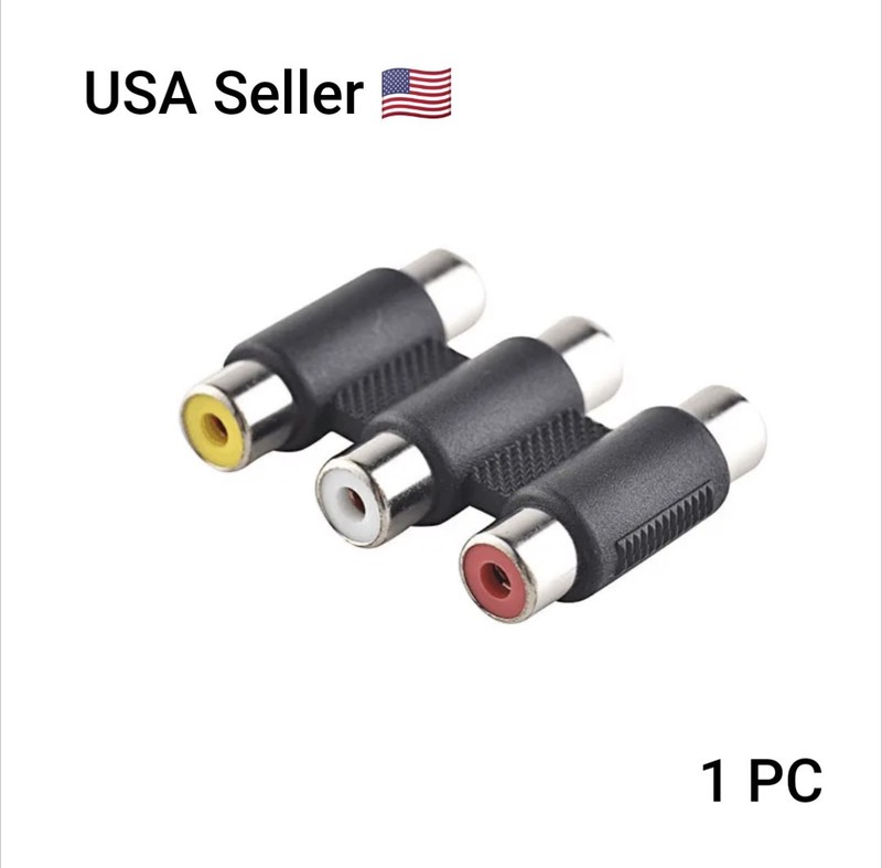 3 RCA Female to Female F/F Video Connector Converter Adapter for TV DVD HDTV AV