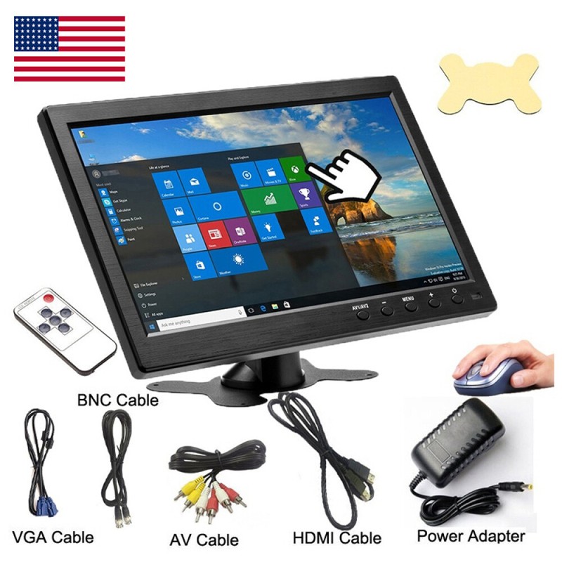 10.1″ Inch LCD CCTV Monitor HD PC Screen HDMI VGA BNC AVI for Car Truck Computer