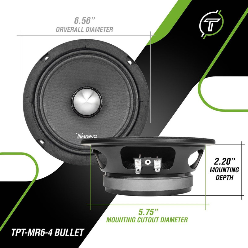 1600 Watts Bundle 2X 6.5 Midrange Speakers TPT-MR6-4 Bullet 500 Watts, 4 Ohm + 2 gallery