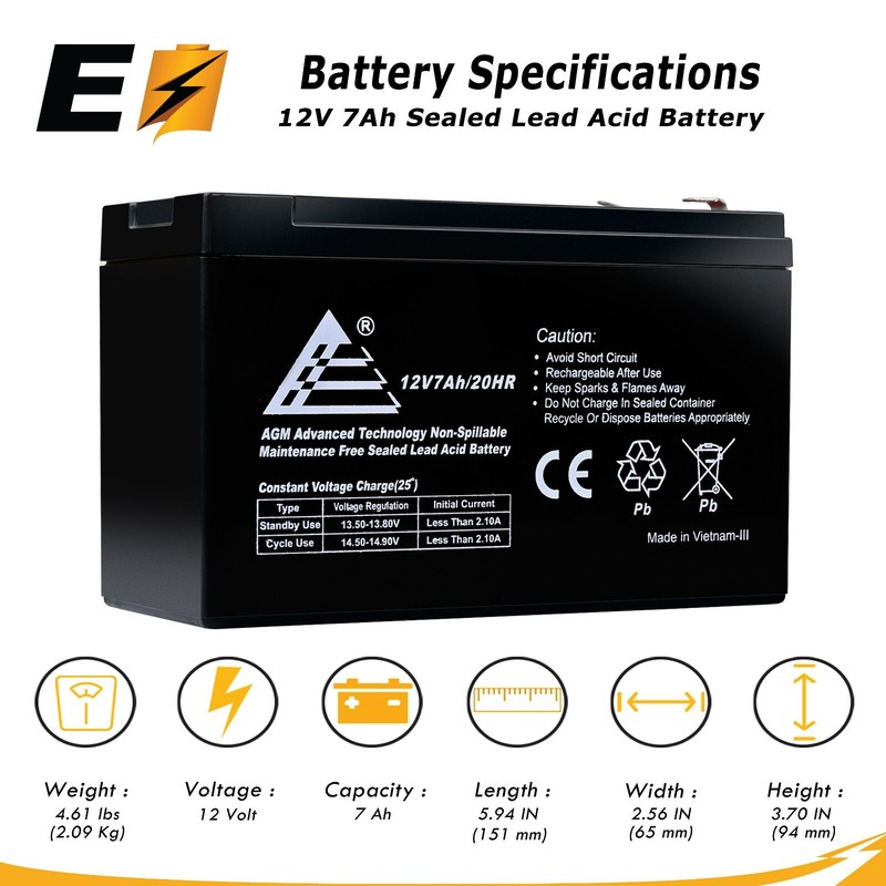 12V 7Ah SLA Battery Replace with Razor Pocket Rocket 151240 Mini Bike Battery gallery