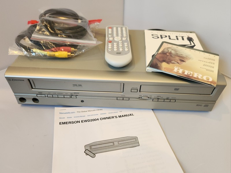 EMERSON EWD2004 DVD/VHS VCR COMBO 4-HEAD VCR – With Remote | Cables |User Manual