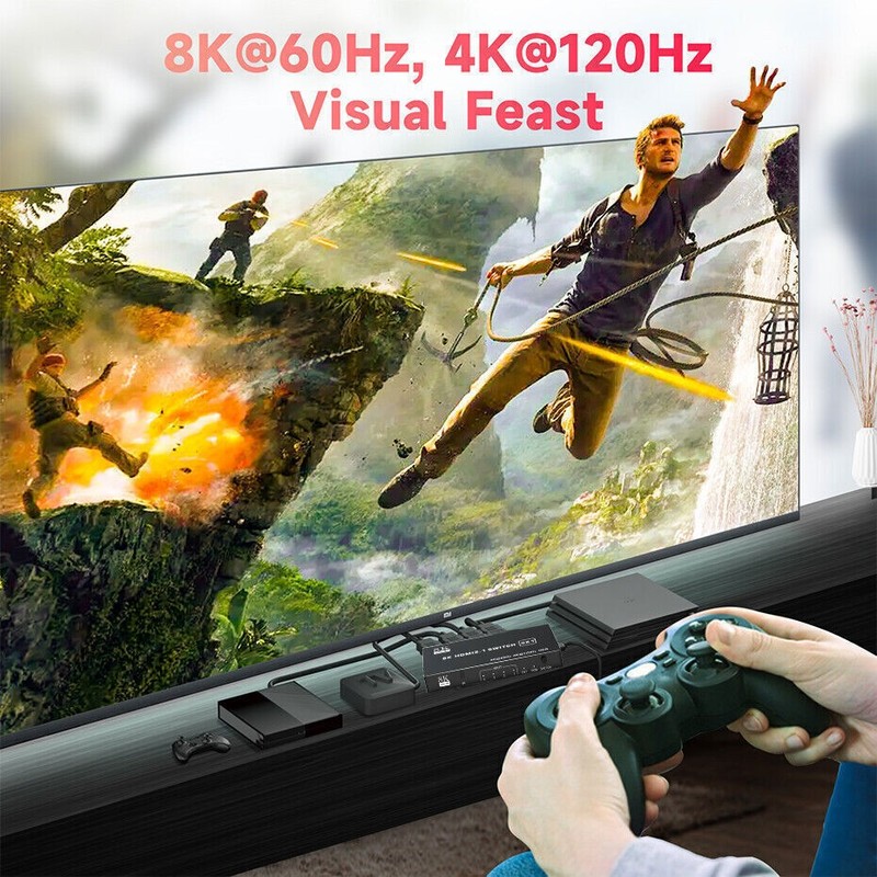 4 Port 8K HDMI 2.1 Switch 4 in 1 out 4K 120Hz HDR HDMI 2.1 Switcher 4X1 HDCP 2.3 gallery