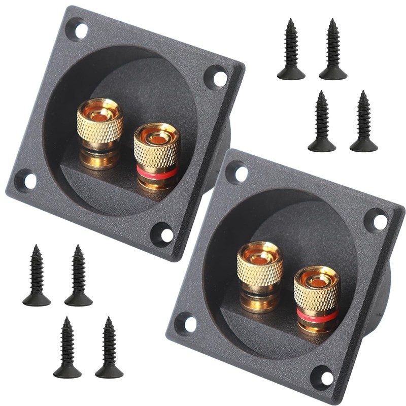 2PCS 2.2 Inch Square 2-Way Speaker Box Terminal Cup with 2.24 Inches, Black