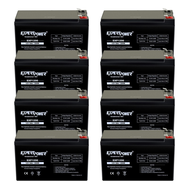 8 PACK – 12V 9 Amp EXP1290 Rechargeable AGM Sealed Lead Acid Battery
