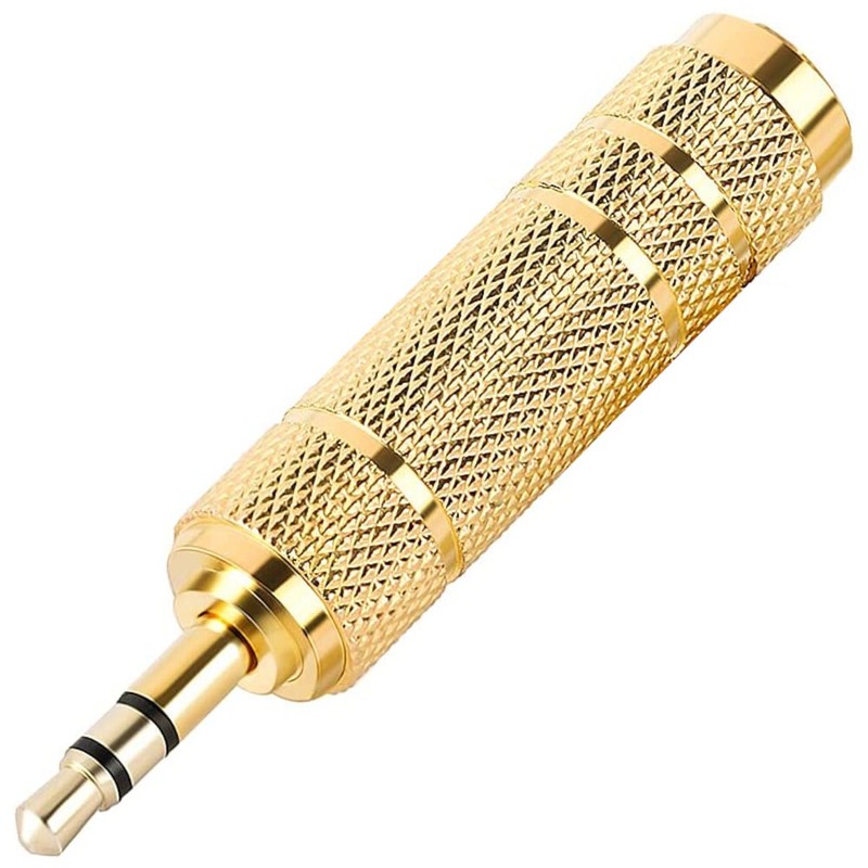 6.35mm 1/4″ Female to 3.5mm 1/8″ Male TRS Stereo Audio Headphone Mic Adapter
