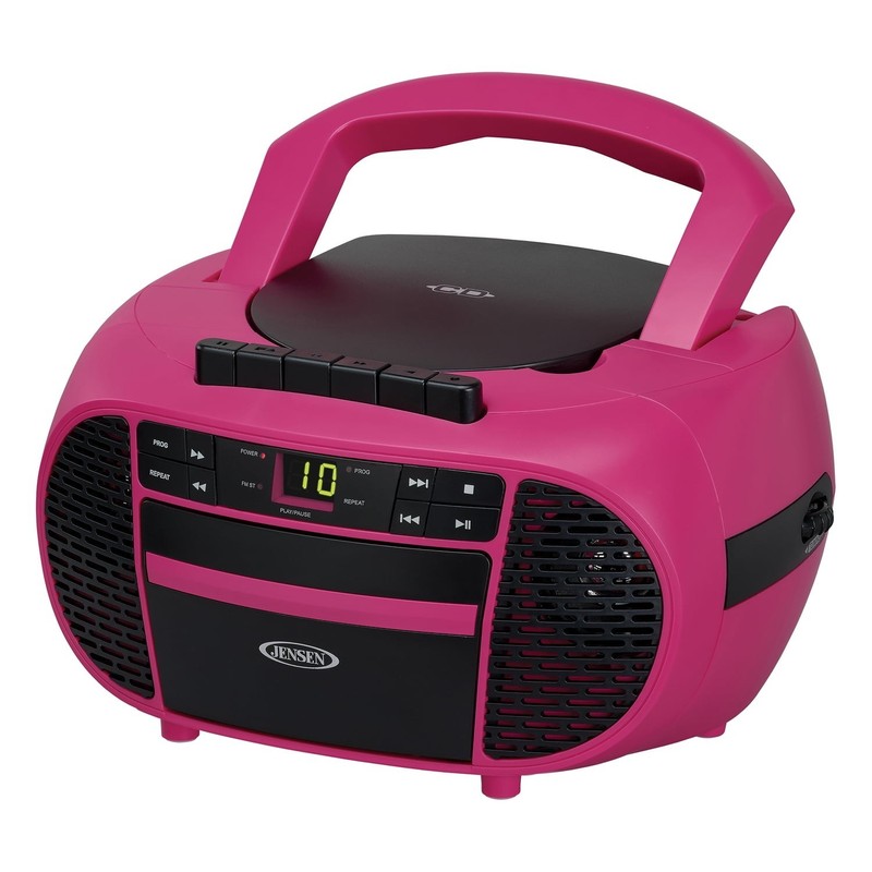 JENSEN CD-550 Portable CD Cassette Player AM/FM Stereo Boombox,Magenta-NEW BOX