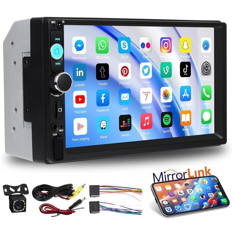 7″ Double 2 DIN Car MP5 Player Bluetooth Touch Screen Stereo Radio With Camera