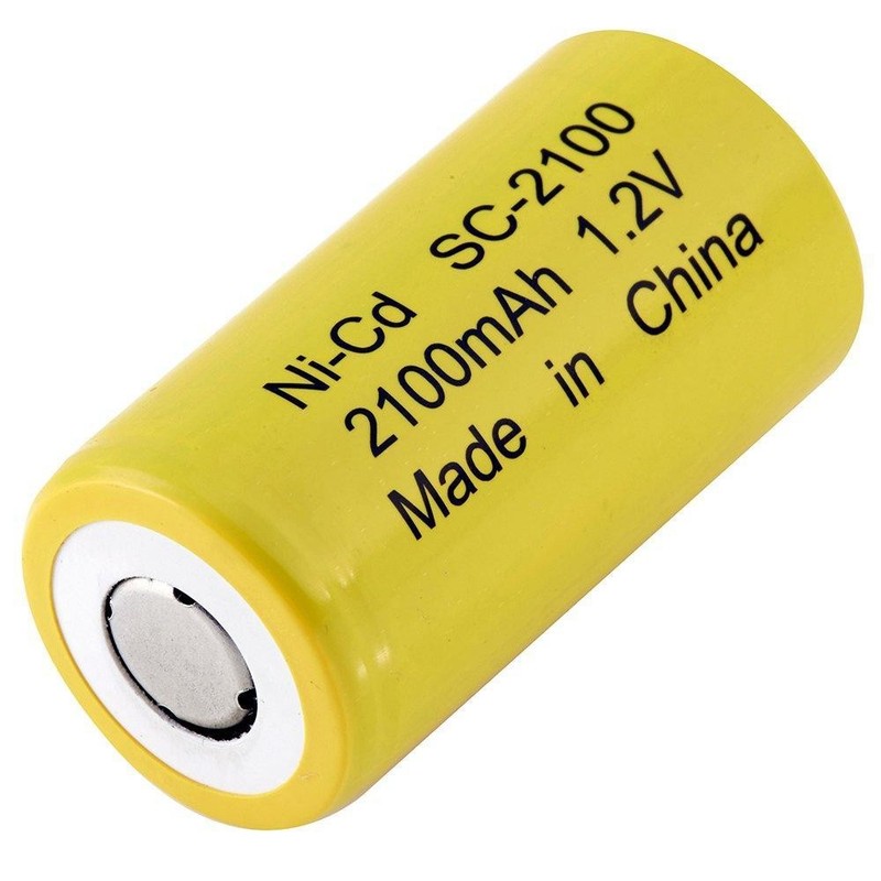 NiCd Extended Capacity Rechargeable Sub C Cell w/ Flat Top SC-2100