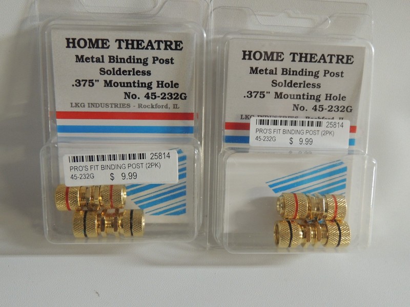 2 2pk (4 pieces) 5-Way Speaker Binding Post – Red / Black Band with Gold Plating