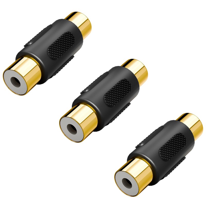 VCE RCA Female to Coupler 0.43 in (diameter) x 1.24 (length), Black