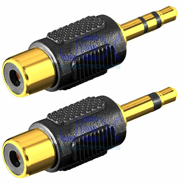 Female RCA Phono to Male 1/8″ 3.5mm Audio Jack Connector Adapter Converter