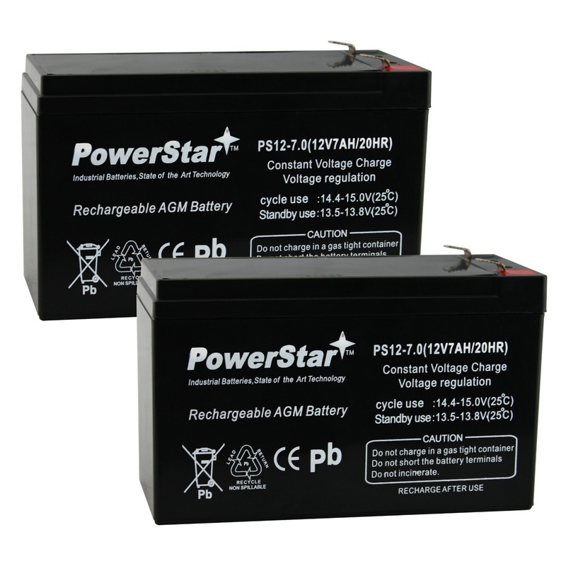 2 Pack: PowerStar 12V 7Ah SLA Battery Replaces Enduring 6-FM-7