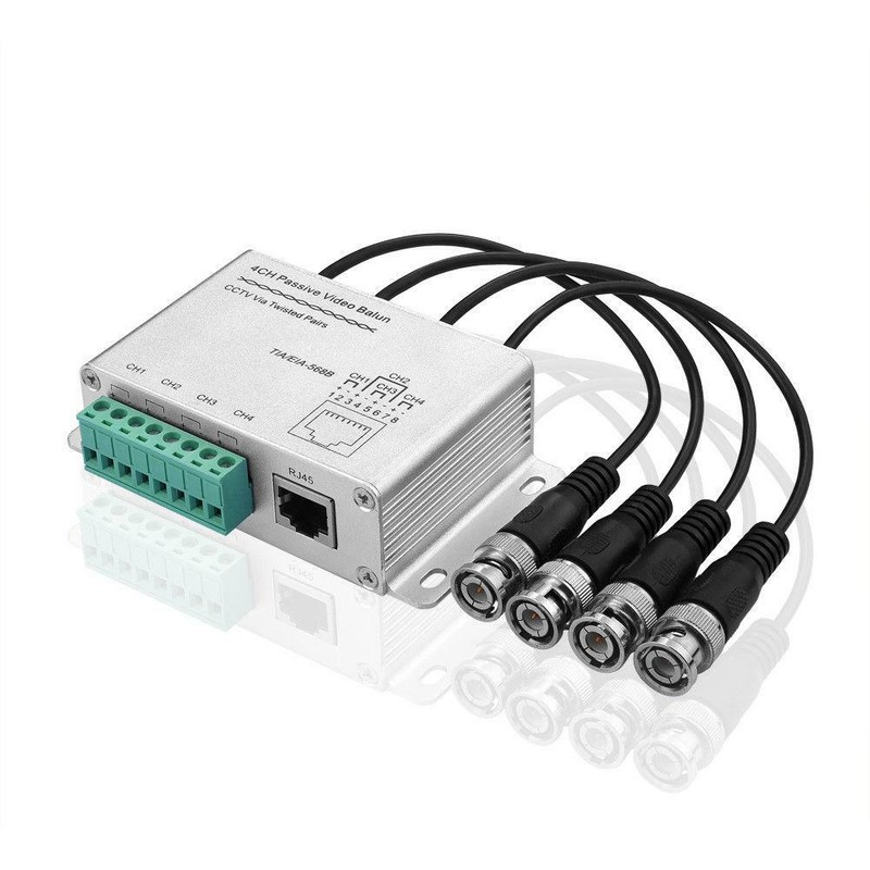 4 Channel 1080P Passive HD UTP Balun Transceiver Female BNC RJ45 Cable Converter