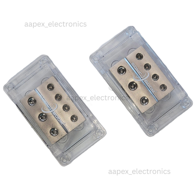 2 Pcs Power Distribution Block 1×1/0 Gauge Input, 2×2 Gauge + 4×4 Gauge Output