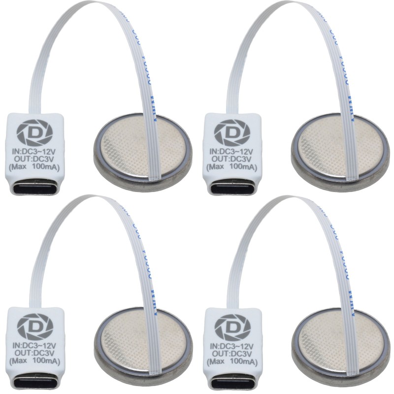 4pcs USB TYPE-C to CR2032 Dummy Battery Adapter Converter 3-12V Input FFC Cable