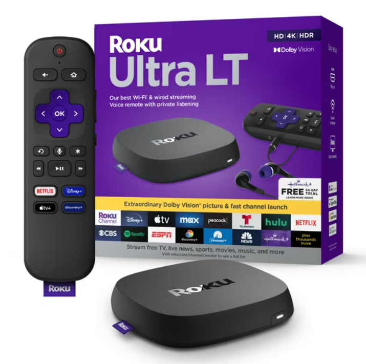Roku Ultra LT 4K HDR Streaming Device w/ Voice Remote Dolby Vision HDMI Cable