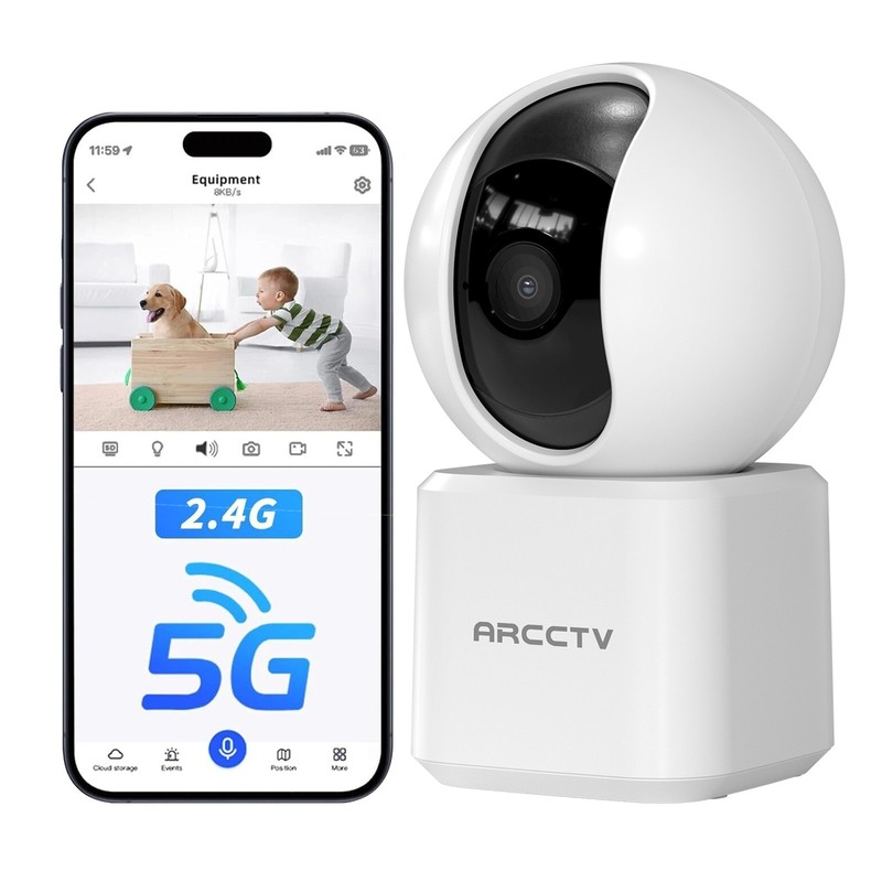 Wireless 5G WiFi Security Camera 2K Smart Home Indoor Night Vision Wired Cam