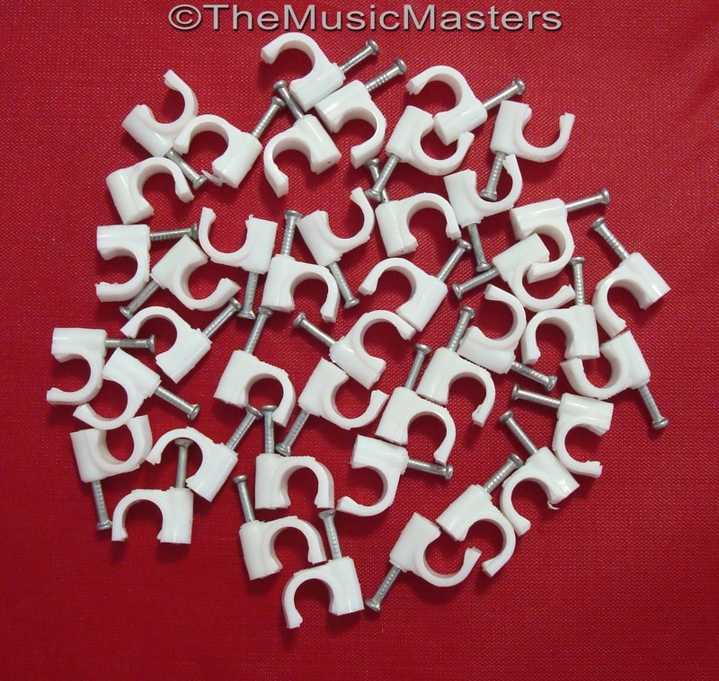 40X White Coaxial Cable Nail Wall WIRE CLIPS RG6U Alarm Speaker Ethernet Phone