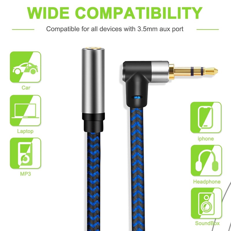 3FT 3.5mm Audio Extension Cable Male to Female Cotton Braided Stereo Jack Cord gallery