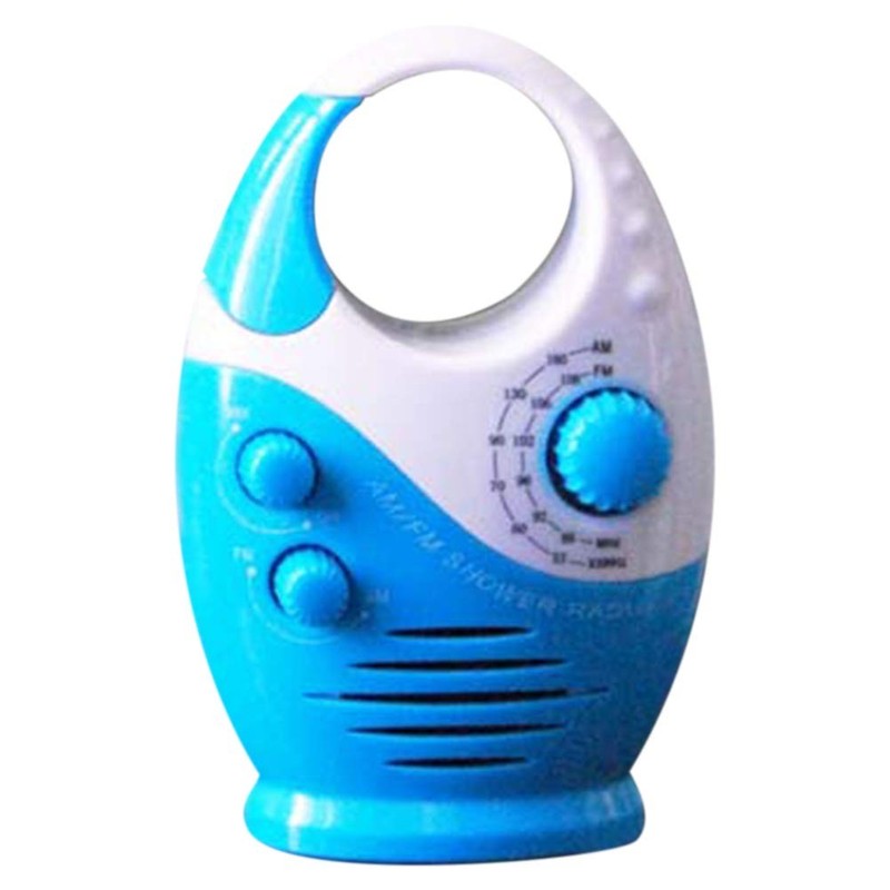 Waterproof Shower Radio, Splash Proof AM/FM Radio with Top blue and white