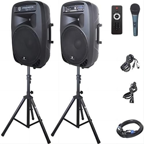 PRORECK Party 15 Powered PA Speaker System 15'' 2000W Bluetooth Portable Stands