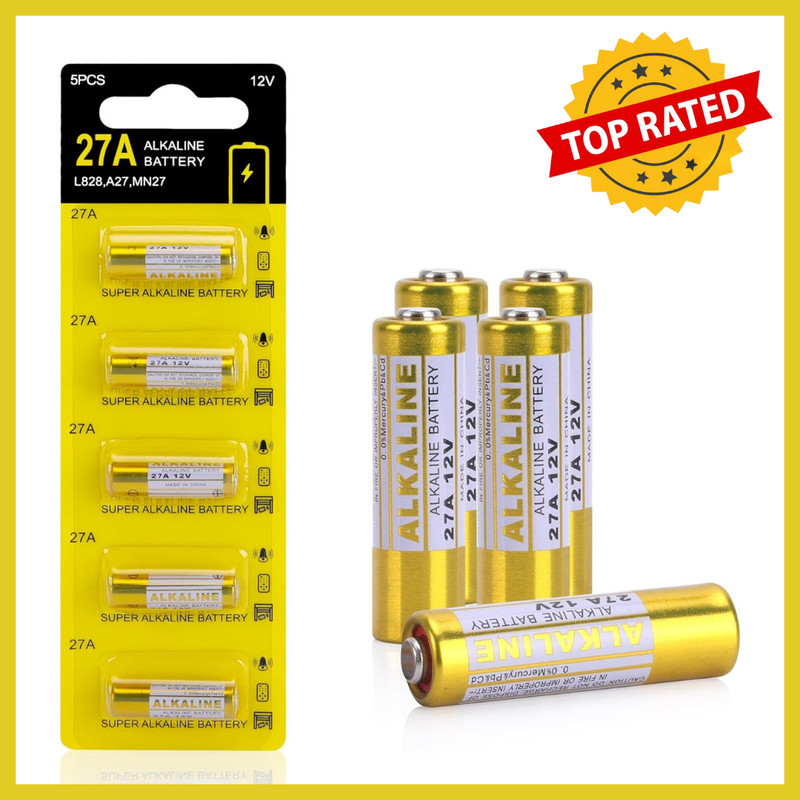12V 27A A27 Alkaline Battery, V27A LR27A MN27 L828 12V Battery (5-Pack) NEW USA*