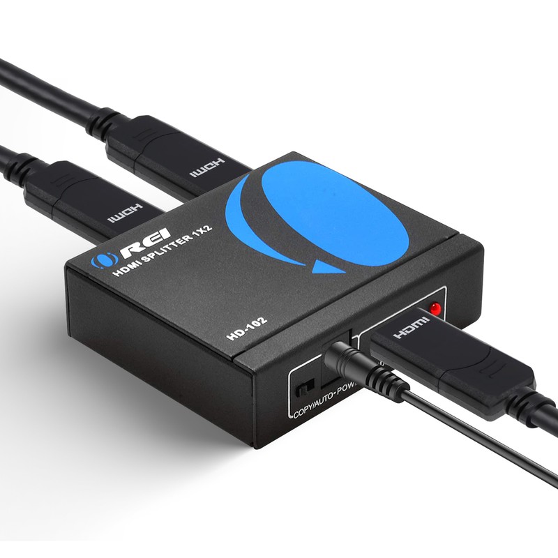 OREI HDMI Splitter 1 in 2 out, upto 4K@30Hz Display Duplicate/Mirror (HD-102)