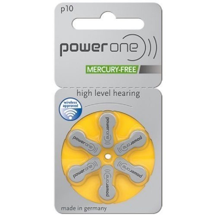 Power One Hearing Aid Batteries Yellow Size 10 Pack of 6 (60 Batteries)
