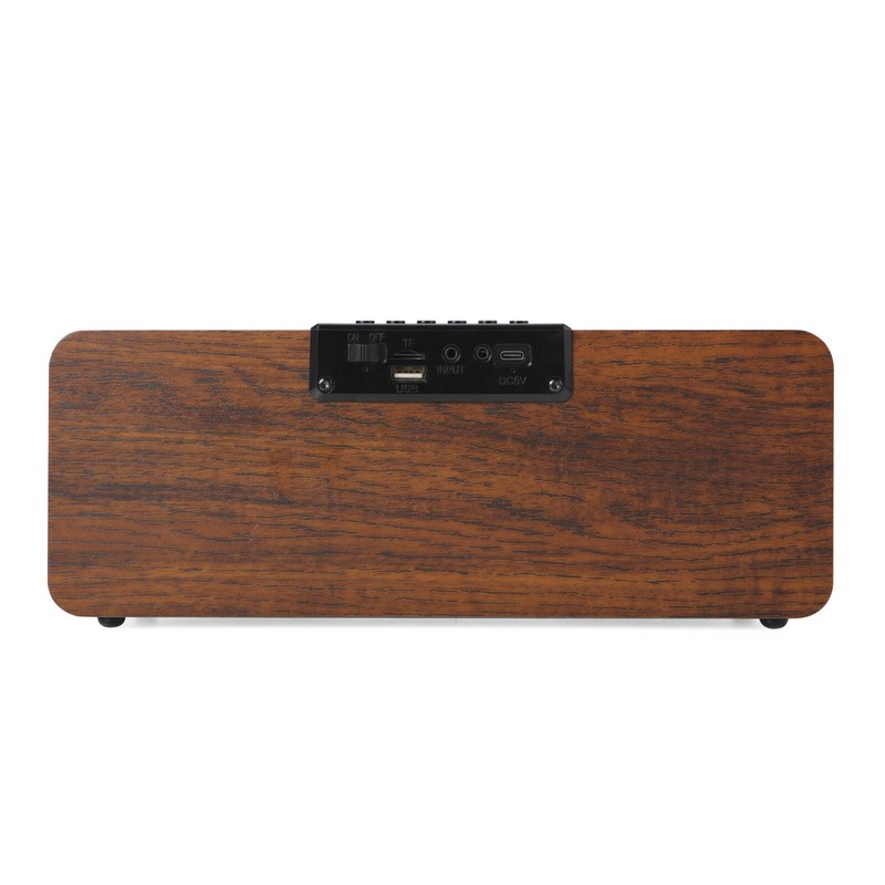 Portable Retro 24W Dual Amplifier Bluetooth Wooden Oak Wireless Speaker Alarm gallery