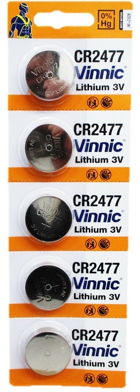 5 Vinnic CR2477 3V Lithium Cell Batteries EXP. 2028