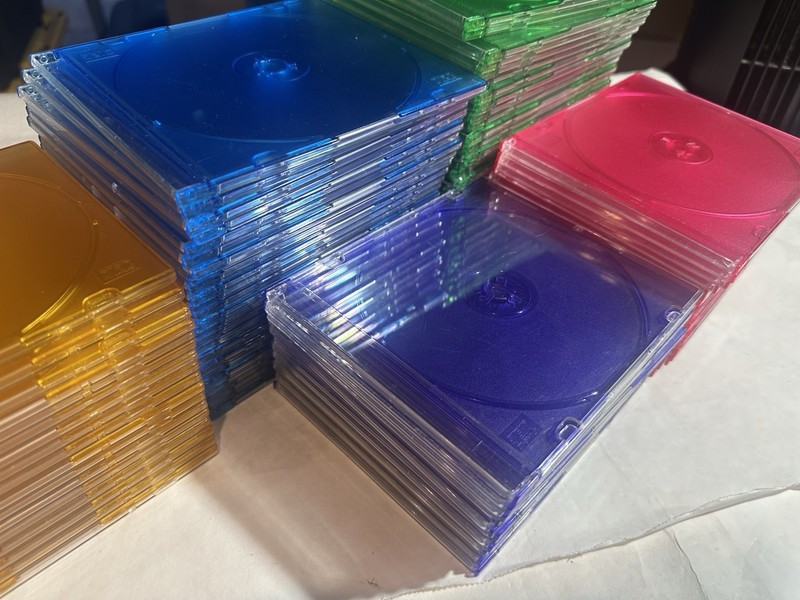 100 Neon Multi-Colored Jewel CD Case Lot Slimline 5.2mm