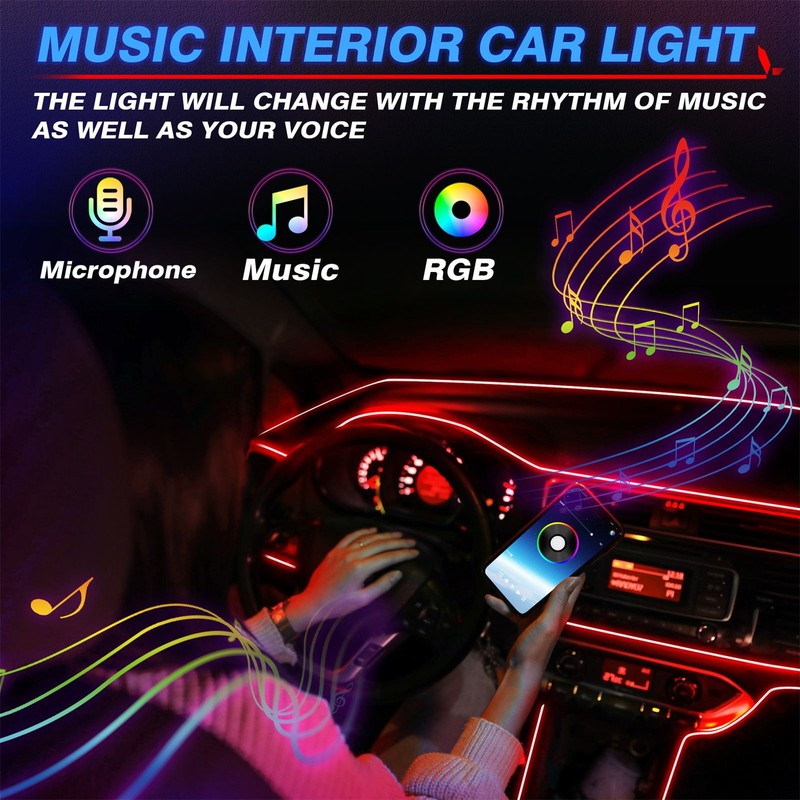 10M 6-in-1 RGB LED Car Interior Ambient Guide Light Strip Multi-Color Decor Lamp gallery