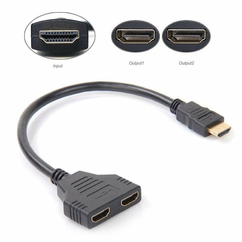 New 1X HDMI Male to 2X HDMI Female Y Splitter Switch Adapter Cable 1080P USA gallery