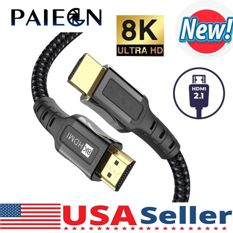Braided 8K HDMI 2.1 Cable 2M 48Gbps 3D Ultra HD 1440P For PS5 PS4 Xbox TV Box PC