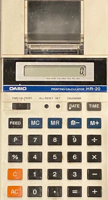70s VINTAGE CASIO HR-20 PRINTING CALCULATOR WITH CALENDAR MADE IN JAPAN RARE