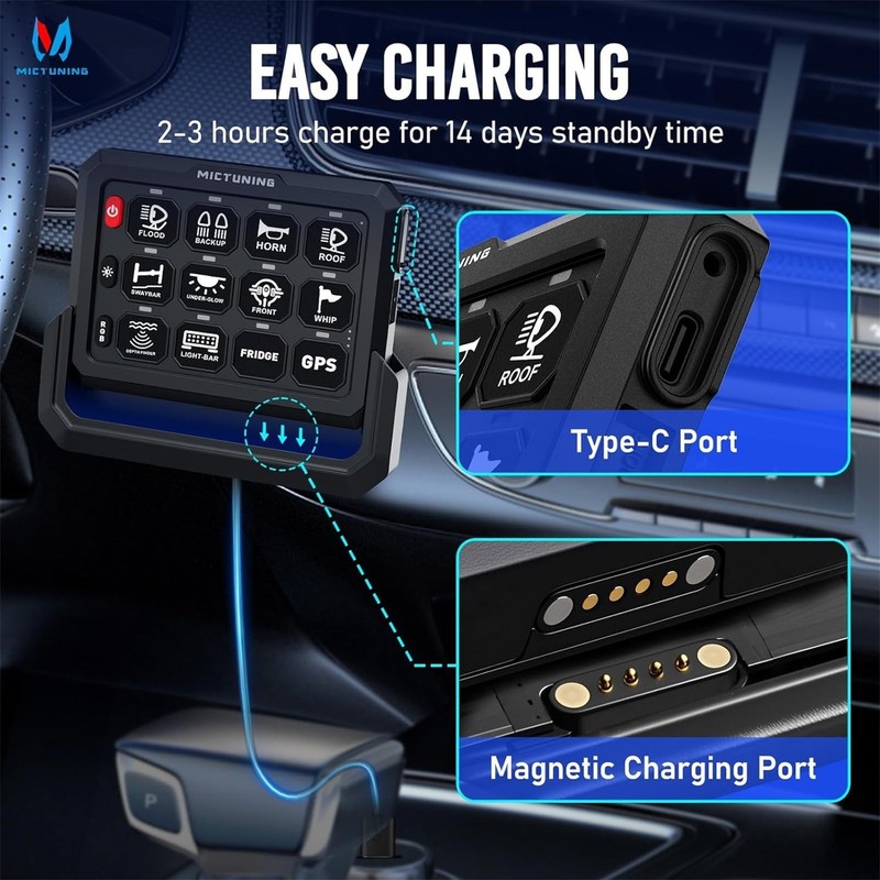 MICTUNING Wireless 12 Gang Switch Panel for P1S-W 12 Gang LED Car Switch 12v 24v gallery