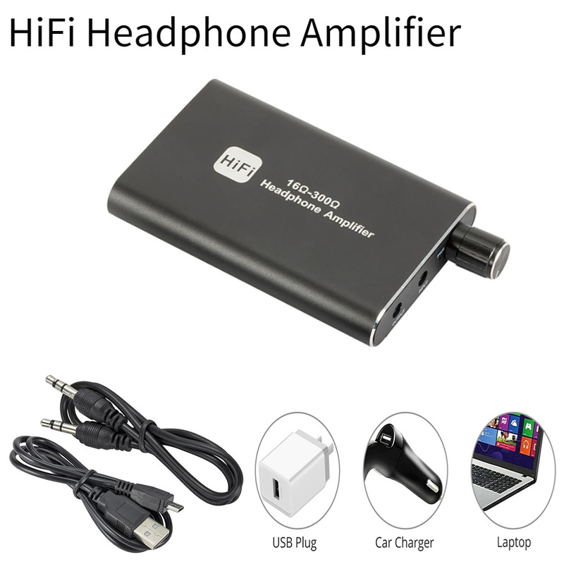 16-300Ω HIFI Headphone Amplifier Portable Earphone AMP 3.5mm w/ Audio USB Cable gallery