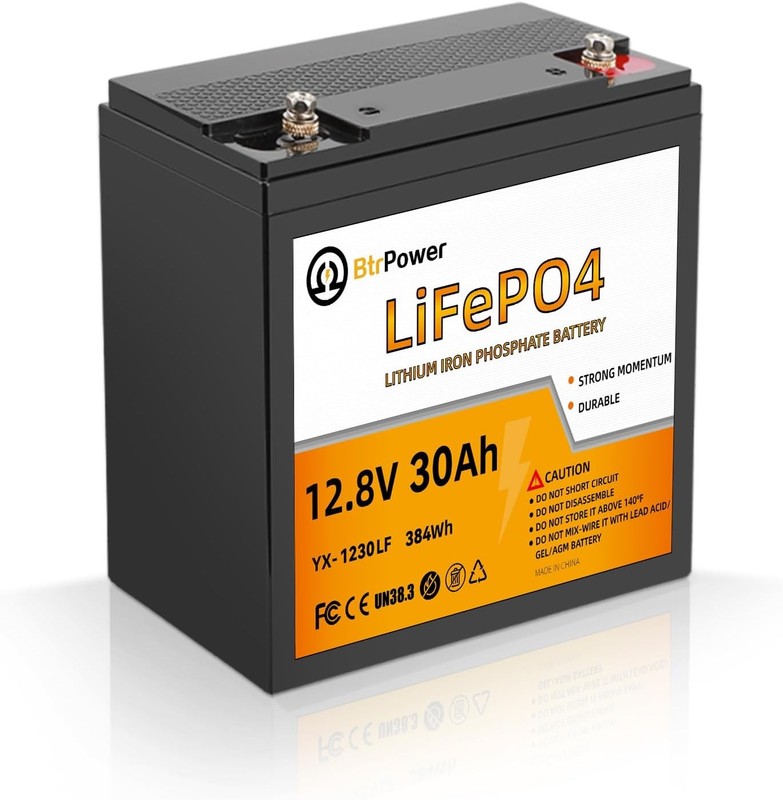 12V 30Ah LiFePO4 Battery for RV Fish Finder, Trolling Motor, Kids S cooters,Boat