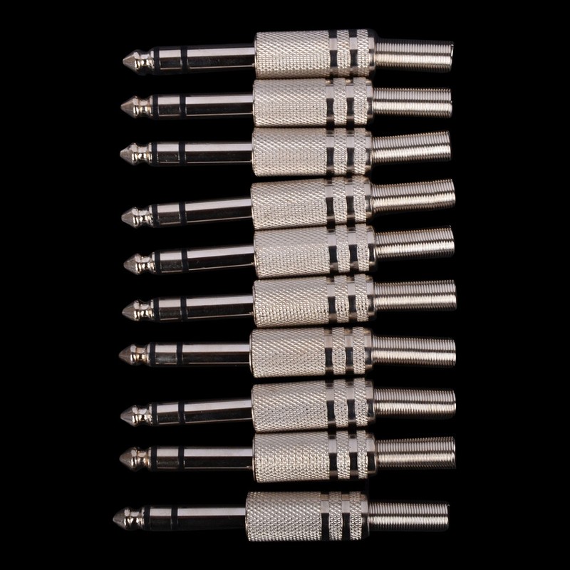 10 Pack 1/4″ Male Stereo Audio Cable Jack Connector plugs For TRS Audio
