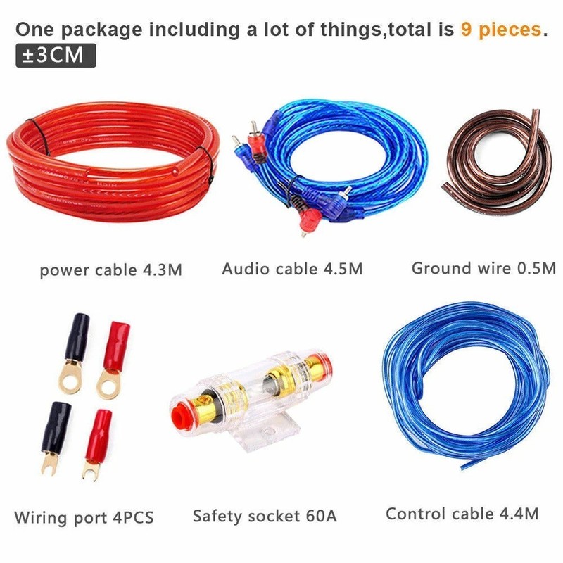 1500W 8 Gauge Car Audio Cable Kit Amplifier Install Amp RCA Subwoofer Sub Wiring gallery